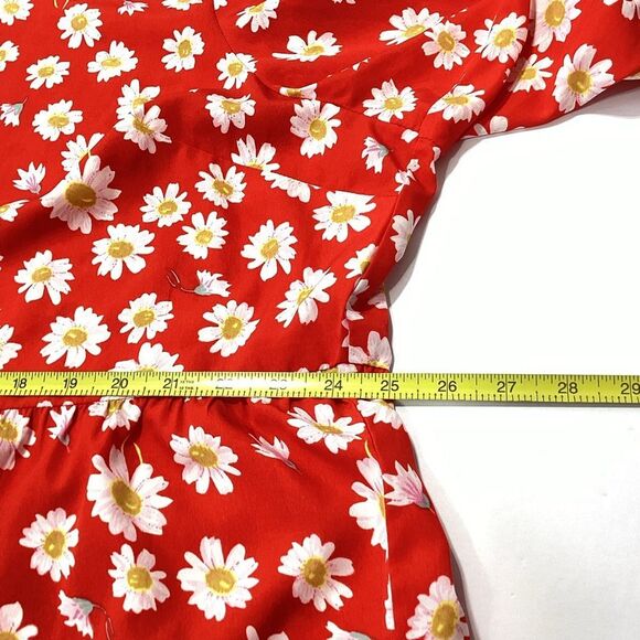 Simply Be Red Floral Dress Long Sleeve MIDI Flowy Dress Plus Size 20 - Picture 10 of 12
